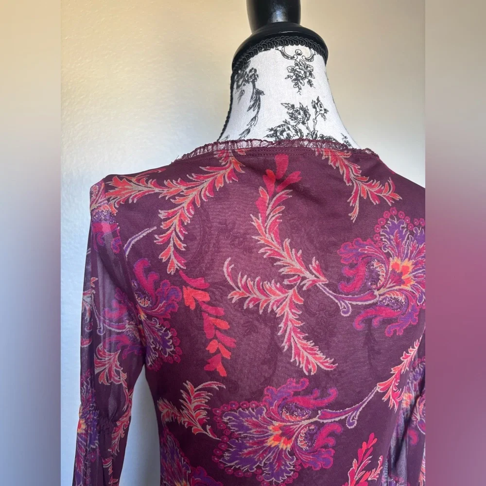 Express Burgundy Floral Blouse - Picture 9 of 13